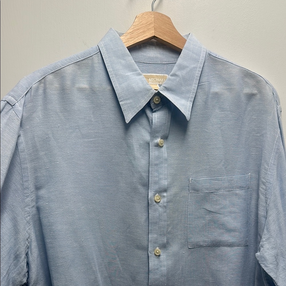 Michael Kors Blue Casual Button Down Shirt Classic Design